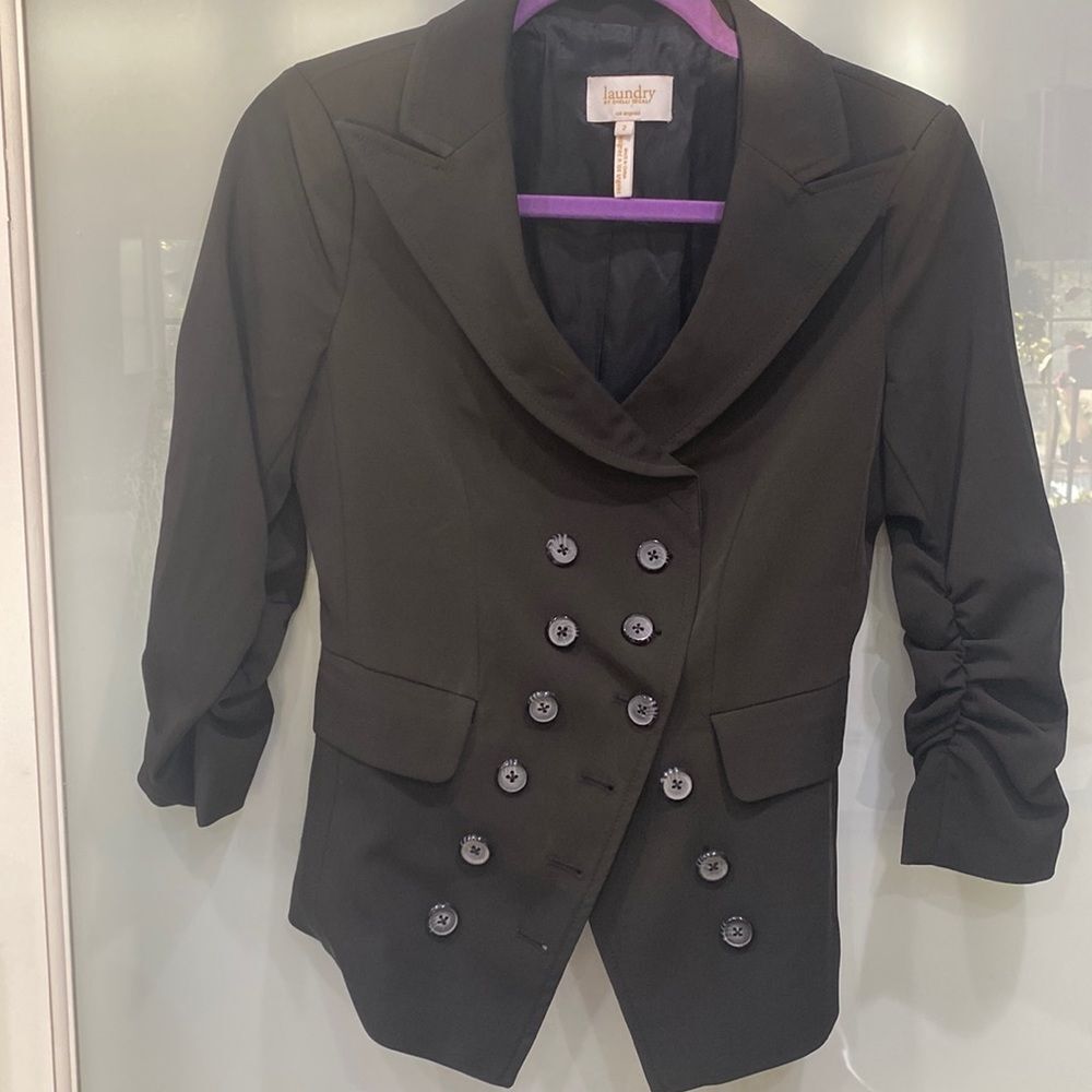 Laundry by Shelli Segal Women's Black Black Cuffed Sleeves Blazer Jacket Sz 2